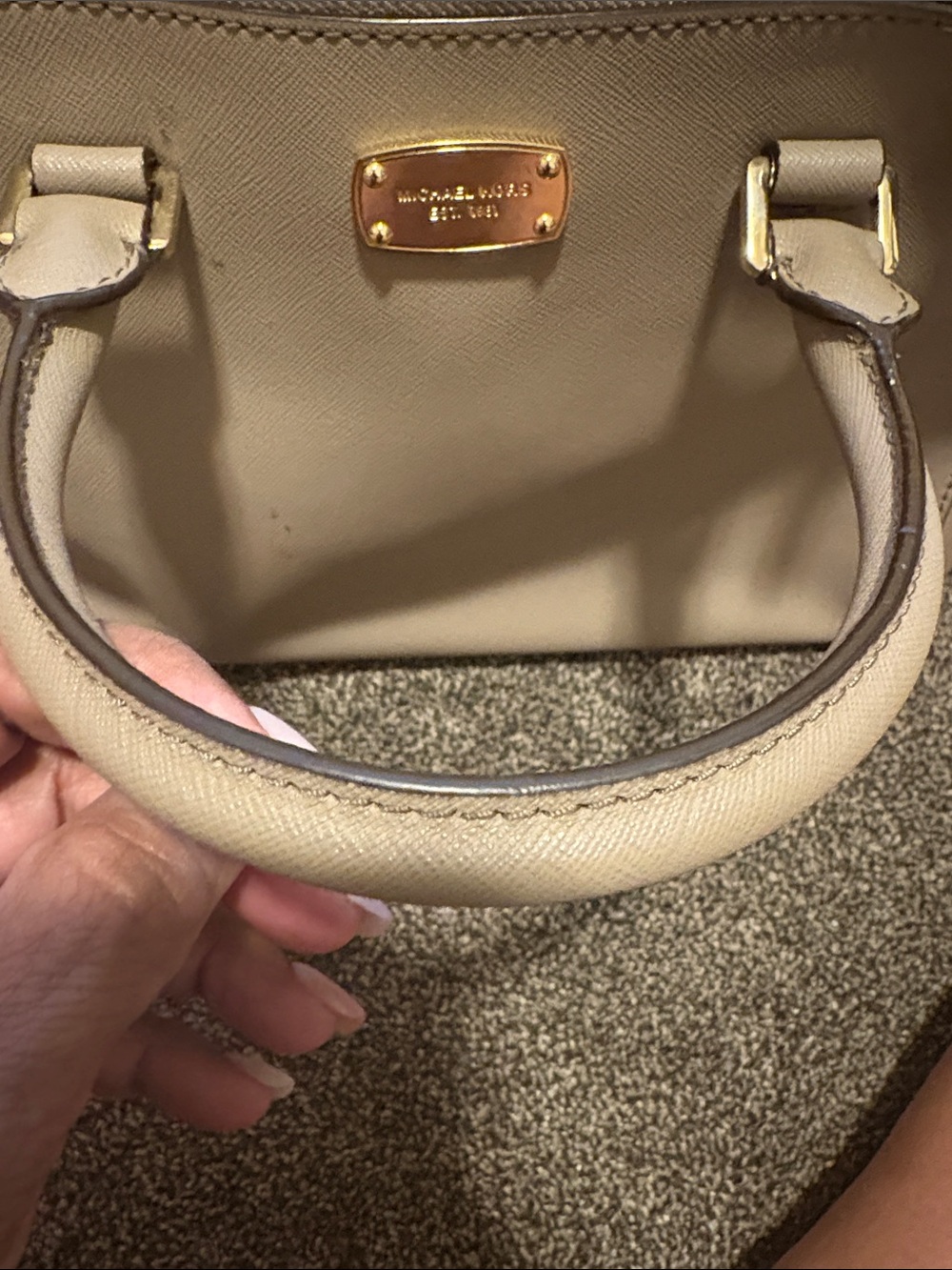 Michael Kors Taupe Saffiano Satchel with Gold Hardware with matching wallet - Picture 11 of 16